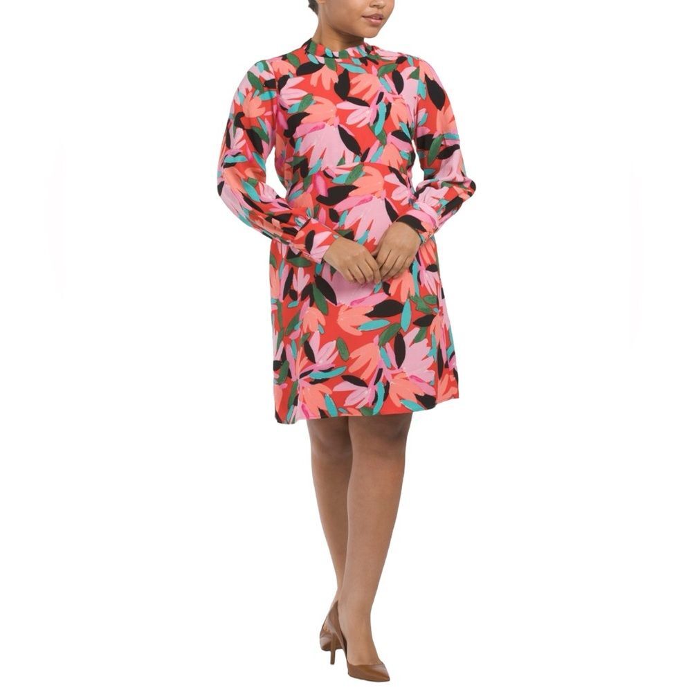 Donna Morgan Mock Neck Mini Dress With Long Sleeves. Size 10 NWT - Picture 7 of 9